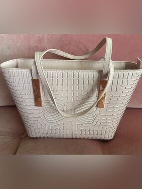 New Ted Baker PINK Laser-Cut Tote Bag with Rose Gold Accents